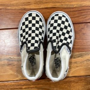 Vans 11.5 checkered slip on- black and white